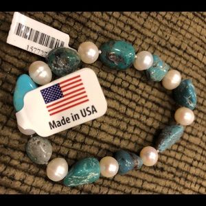 Turquoise and pearl type bracelet(#221&222)